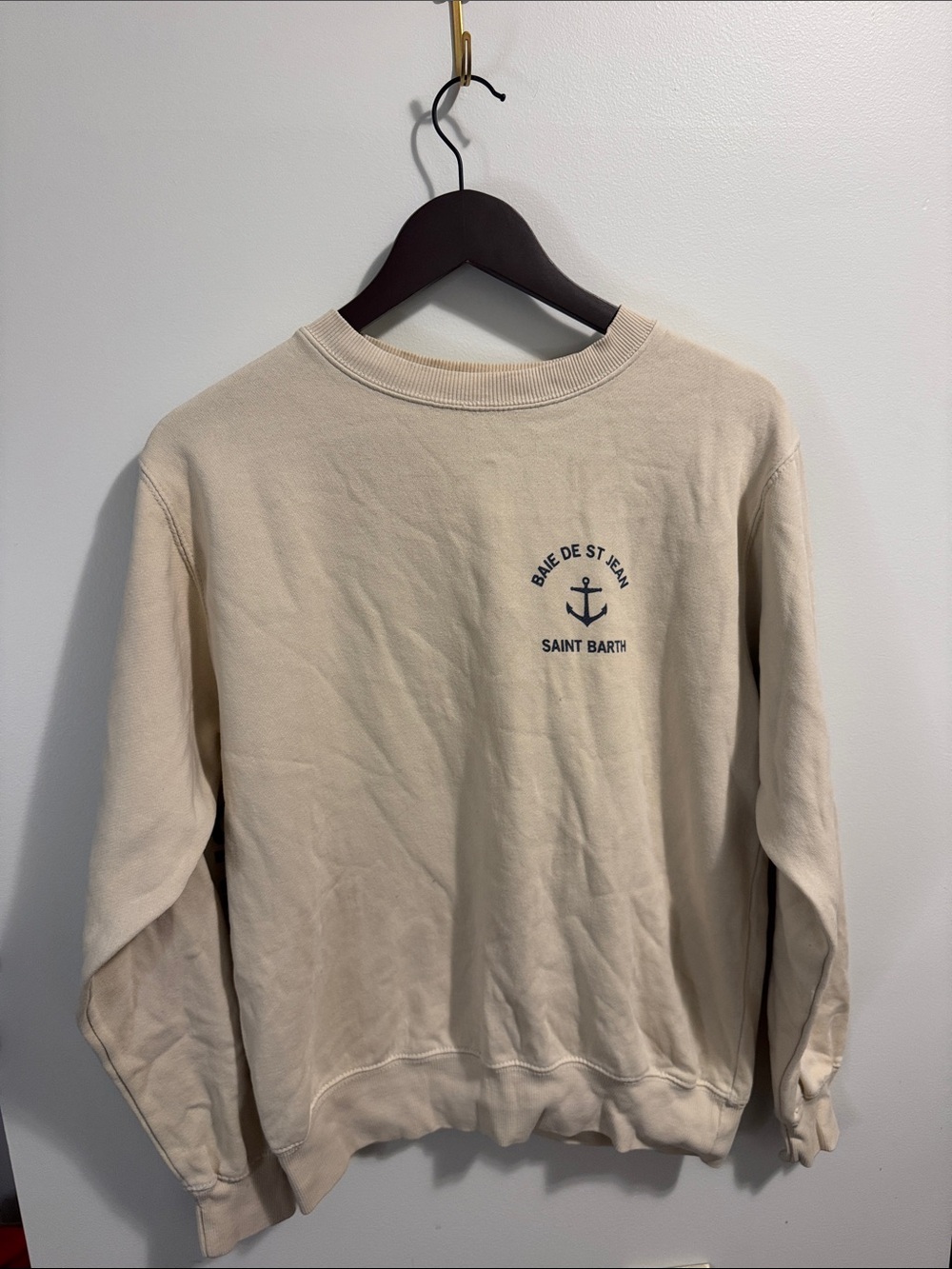 Brandy Melville Yellow John Galt Crewneck Sweatshirt with Navy Anchor Logo